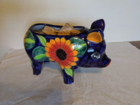 Sunflower Pig Planter Talavera Pottery Ships 9-1 | Use Ceramic Pig Flower Pot for Outdoor or Indoor Plants, Handmade Pig Gifts