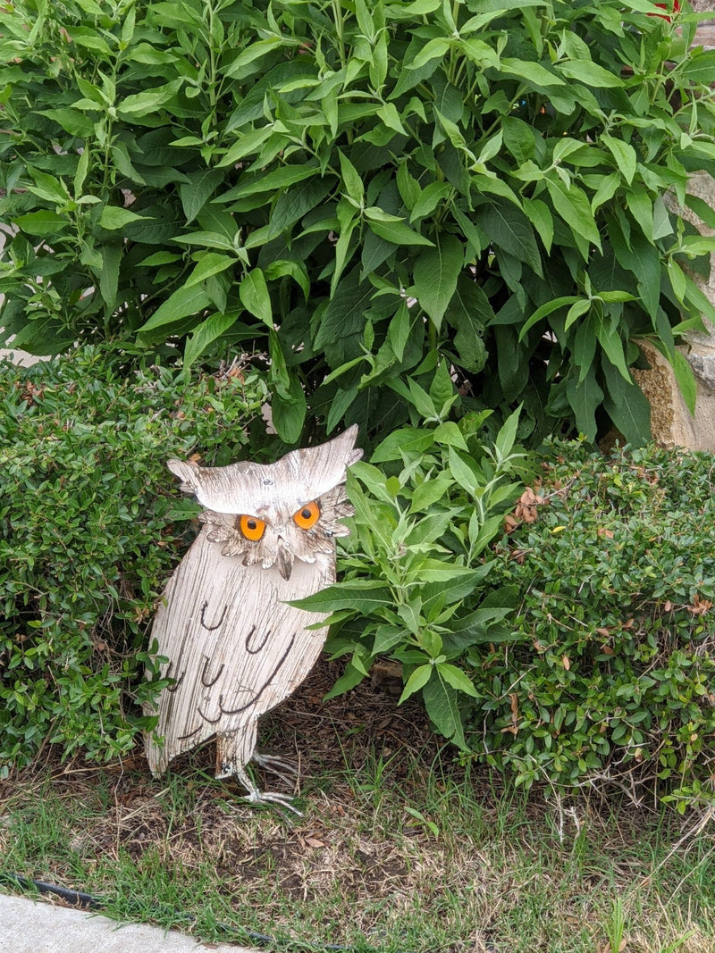 Owl Home Decor, Metal Owl Statue, Owl Decoration for Home, Metal Owl Yard Art, Metal Owl Sculpture, Owl Figurine Home Decor, White Owl