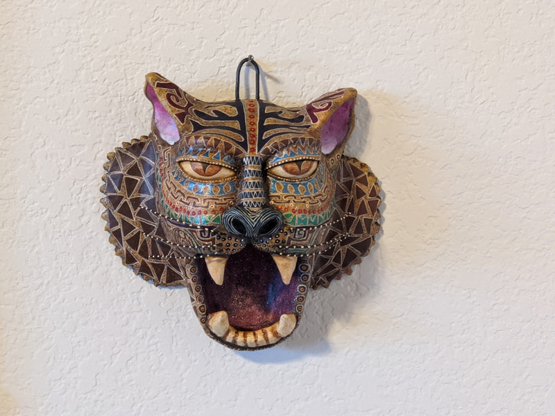 Pre-Order | Jaguar Wall Art Home Decor, Mexican Animal Folk Art Figurine, Clay Pottery by Jose Juan Aguilar of Oaxaca, Mexico | Ships 11-1