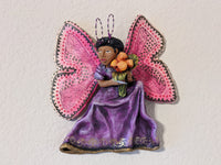 Wall Art Home Decor, Christmas Ornaments, Mexican Folk Art, Angel Figurine, Purple Butterfly Wall Art, Clay Pottery Original, Oaxaca, Mexico