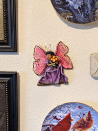 Wall Art Home Decor, Christmas Ornaments, Mexican Folk Art, Angel Figurine, Purple Butterfly Wall Art, Clay Pottery Original, Oaxaca, Mexico