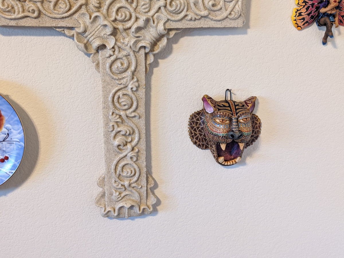 Wall Art Home Decor, Mexican Folk Art, Jaguar Figurine Statue, Animal Art, Clay Pottery Original by Jose Juan Aguilar of Oaxaca, Mexico
