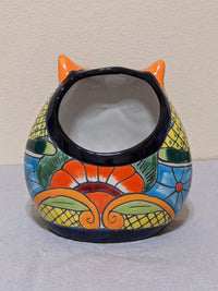 Ceramic Owl Mexican Flower Pot, Colorful Owl Gifts, Talvera Pottery, Indoor or Outdoor Owl Decorations, Talavera Mexico, Large Owl Pot
