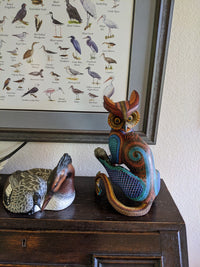 Alebrije Owl de Oaxaca, "Whodini" - Original Wood Sculpture, Fine Mexican Folk Art by Oaxacan Artist Florencio Fuentes Melchor, Owl Gift