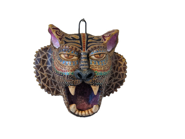 Pre-Order | Jaguar Wall Art Home Decor, Mexican Animal Folk Art Figurine, Clay Pottery by Jose Juan Aguilar of Oaxaca, Mexico | Ships 11-1