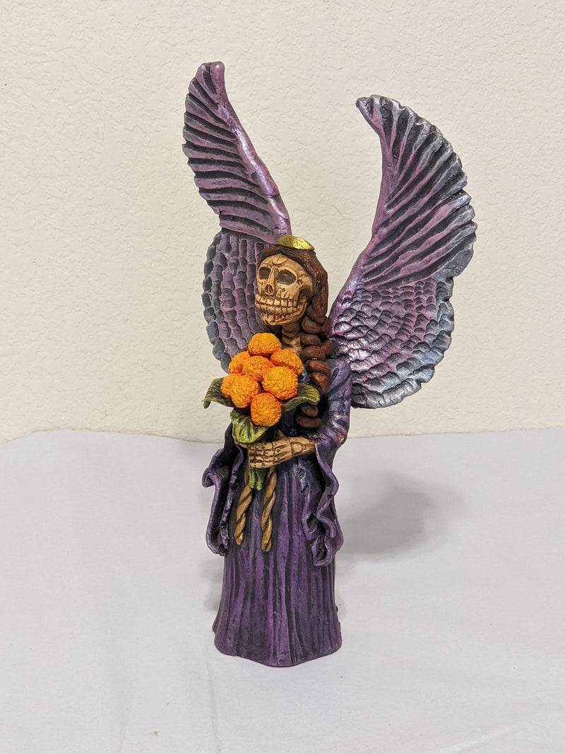 Folk Art Angel w Floral Bouquet, Angel Art, Ceramic Figurine, Mexican Folk Art, Oaxacan Art, Collectible Sculpture, Original Statue