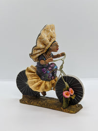 Oaxacan Woman on Bicycle, Clay Woman Figurine, Women Statue, Mexican Folk Art, Oaxacan Art, Handmade Original Collectible