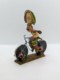 Mexican Bicyclist, Clay Man Figurine and Statue, Mexican Folk Art, Oaxacan Art, Handmade Original Collectible