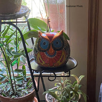 Ceramic Owl Mexican Flower Pot, Colorful Owl Gifts, Talvera Pottery, Indoor or Outdoor Owl Decorations, Talavera Mexico, Large Owl Pot