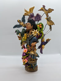 Oaxacan Woman with 15 Birds, Clay Woman Figurine, Women Statue, Mexican Folk Art, Oaxacan Art, Handmade Original Collectible