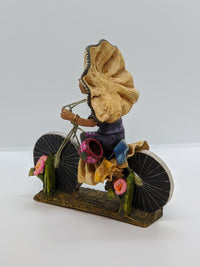 Oaxacan Woman on Bicycle, Clay Woman Figurine, Women Statue, Mexican Folk Art, Oaxacan Art, Handmade Original Collectible