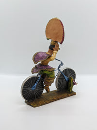 Mexican Bicyclist, Clay Man Figurine and Statue, Mexican Folk Art, Oaxacan Art, Handmade Original Collectible
