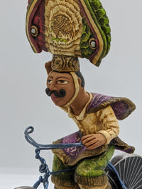 Mexican Bicyclist, Clay Man Figurine and Statue, Mexican Folk Art, Oaxacan Art, Handmade Original Collectible