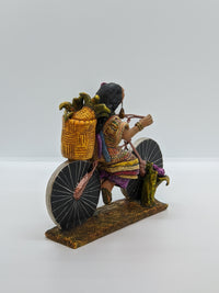 Oaxacan Pineapple Vendor on Bicycle, Clay Woman Figurine, Women Statue, Mexican Folk Art, Oaxacan Art, Handmade Original Collectible