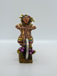 Oaxacan Pineapple Vendor on Bicycle, Clay Woman Figurine, Women Statue, Mexican Folk Art, Oaxacan Art, Handmade Original Collectible
