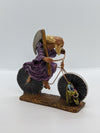 Father Time Bicycle, Clay Figurine, Mexican Folk Art, Oaxacan Art, Handmade Original Collectible