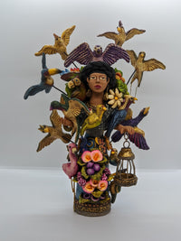 Oaxacan Woman with 15 Birds, Clay Woman Figurine, Women Statue, Mexican Folk Art, Oaxacan Art, Handmade Original Collectible