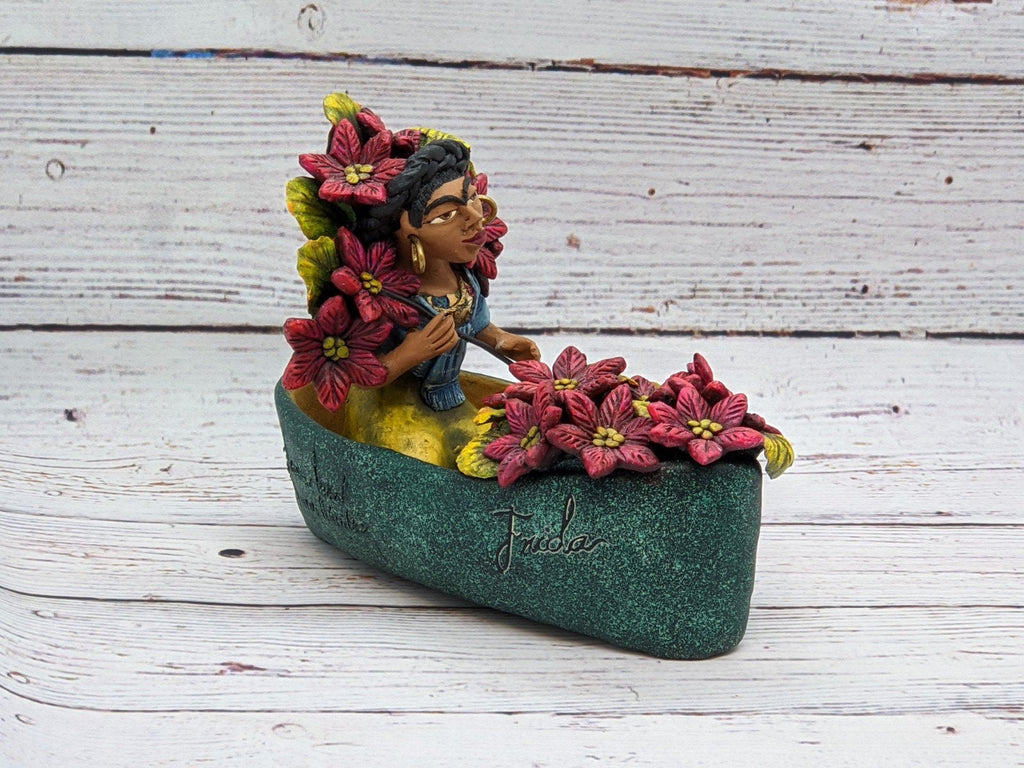 Frida Mexican Folk Art, Home Decor, Woman Figurine Statue, Clay Pottery Original from Oaxaca, Mexico by Jose Juan Aguilar