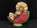 On the Clock, Home Decor, Mexican Folk Art, Woman Figurine Statue, Clay Pottery Original Art from Oaxaca, Mexico by Jose Juan Aguilar