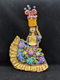 Oaxacan Woman, Home Decor, Mexican Folk Art, Woman Figurine Statue, Clay Pottery Original Art from Oaxaca, Mexico by Jose Juan Aguilar