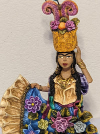 Oaxacan Woman, Home Decor, Mexican Folk Art, Woman Figurine Statue, Clay Pottery Original Art from Oaxaca, Mexico by Jose Juan Aguilar
