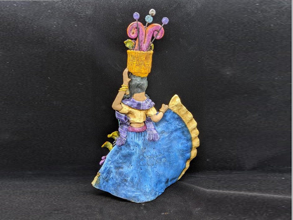 Oaxacan Woman, Home Decor, Mexican Folk Art, Woman Figurine Statue, Clay Pottery Original Art from Oaxaca, Mexico by Jose Juan Aguilar