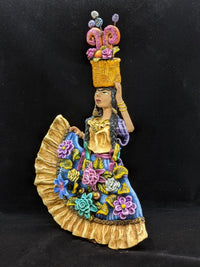 Oaxacan Woman, Home Decor, Mexican Folk Art, Woman Figurine Statue, Clay Pottery Original Art from Oaxaca, Mexico by Jose Juan Aguilar