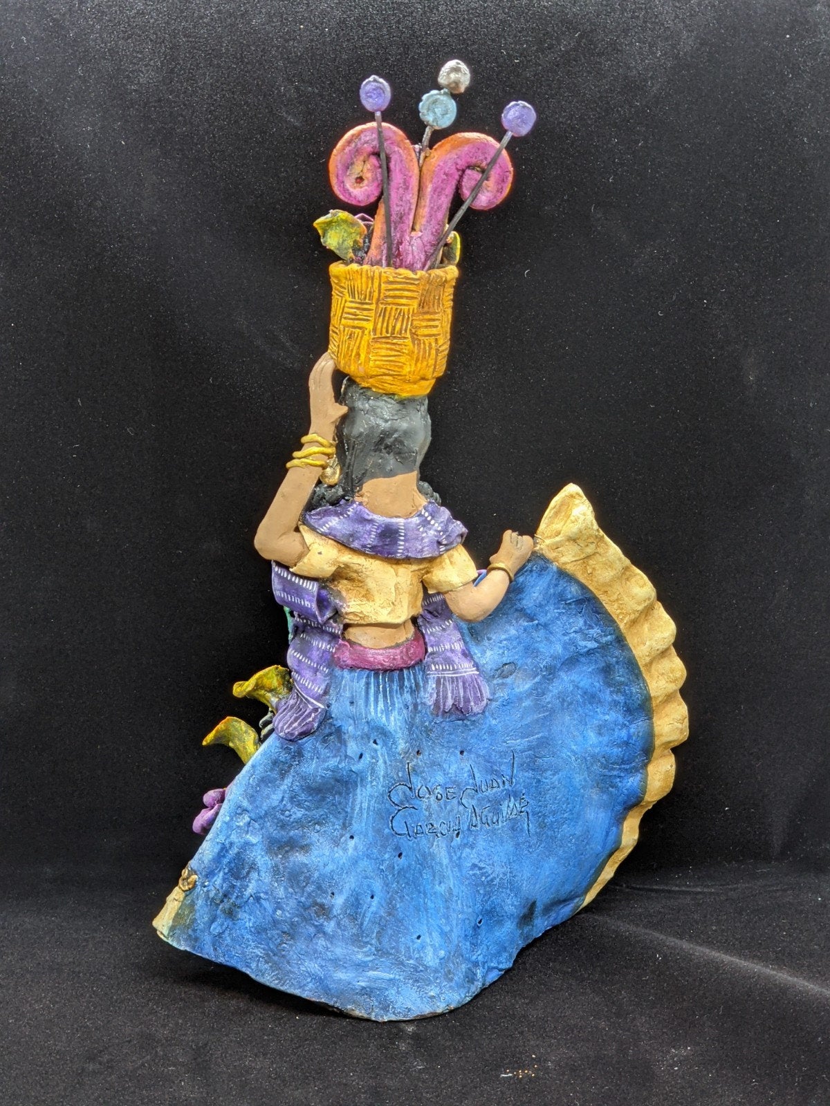 Oaxacan Woman, Home Decor, Mexican Folk Art, Woman Figurine Statue, Clay Pottery Original Art from Oaxaca, Mexico by Jose Juan Aguilar