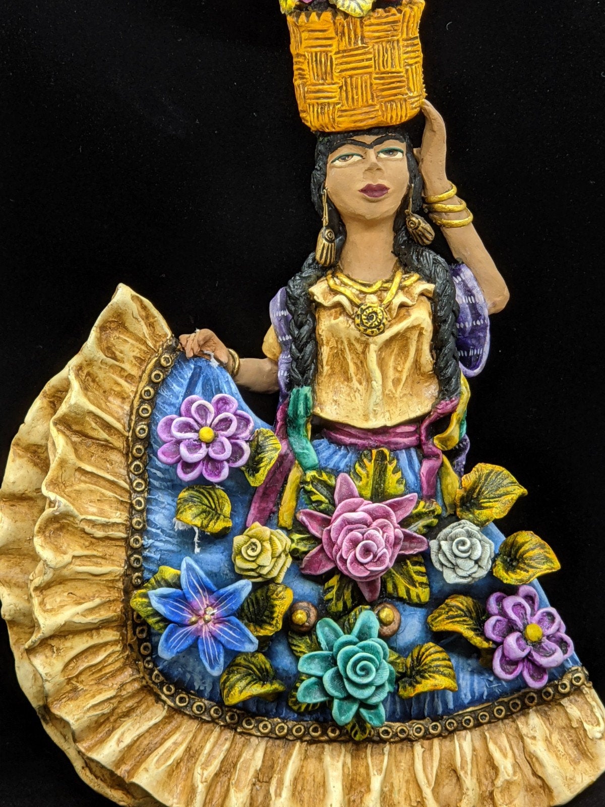 Oaxacan Woman, Home Decor, Mexican Folk Art, Woman Figurine Statue, Clay Pottery Original Art from Oaxaca, Mexico by Jose Juan Aguilar