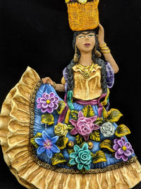 Oaxacan Woman, Home Decor, Mexican Folk Art, Woman Figurine Statue, Clay Pottery Original Art from Oaxaca, Mexico by Jose Juan Aguilar