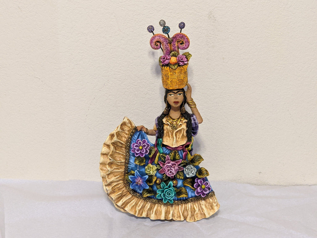 Oaxacan Woman, Home Decor, Mexican Folk Art, Woman Figurine Statue, Clay Pottery Original Art from Oaxaca, Mexico by Jose Juan Aguilar