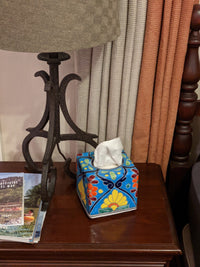Tissue Box Cover Square, Tissue Box Holder, Kleenex Holder, Ceramic Tissue Box Cover, Talavera Pottery, Mexico