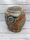 Ceramic Aztec Owl Flower Pot, Owl Gifts, Mexican Pottery, Indoor Outdoor Owl Decorations, Medium Pot, Brown Gray