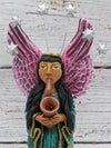 Christmas Decorations, Angel with Saxophone, Christmas Angel Home Decor, Handmade Angel Art from Oaxaca Mexico, Original Sculpture