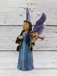 Christmas Decorations, Angel with Violin, Christmas Angel Home Decor, Handmade Angel Art from Oaxaca Mexico, Original Sculpture
