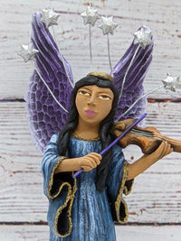 Christmas Decorations, Angel with Violin, Christmas Angel Home Decor, Handmade Angel Art from Oaxaca Mexico, Original Sculpture