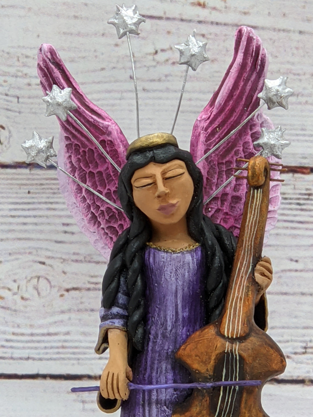 Christmas Decorations, Angel with Cello, Christmas Angel Home Decor, Handmade Angel Art from Oaxaca Mexico, Original Sculpture