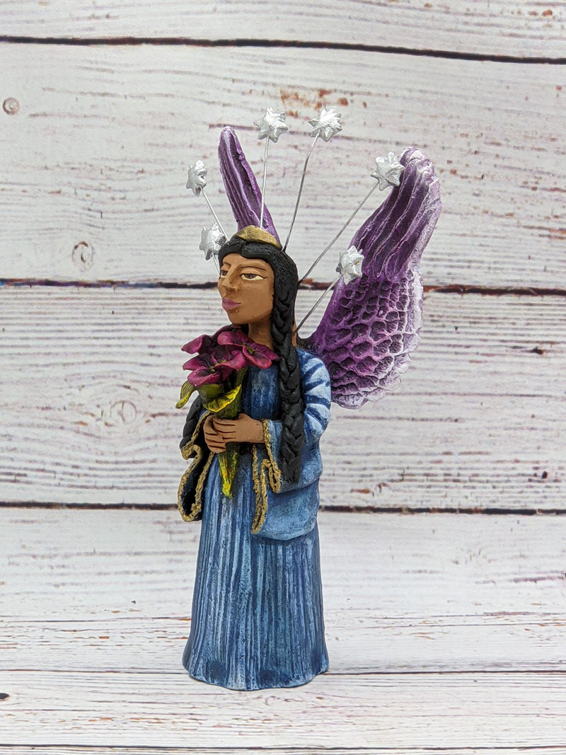 Christmas Decorations, Angel with Flowers, Christmas Angel Home Decor, Handmade Angel Art de Oaxaca Mexico