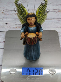 Angel with Drums,  Angel Home Decor, Handmade Angel Art from Oaxaca Mexico, Original Sculpture, Christmas Decoration