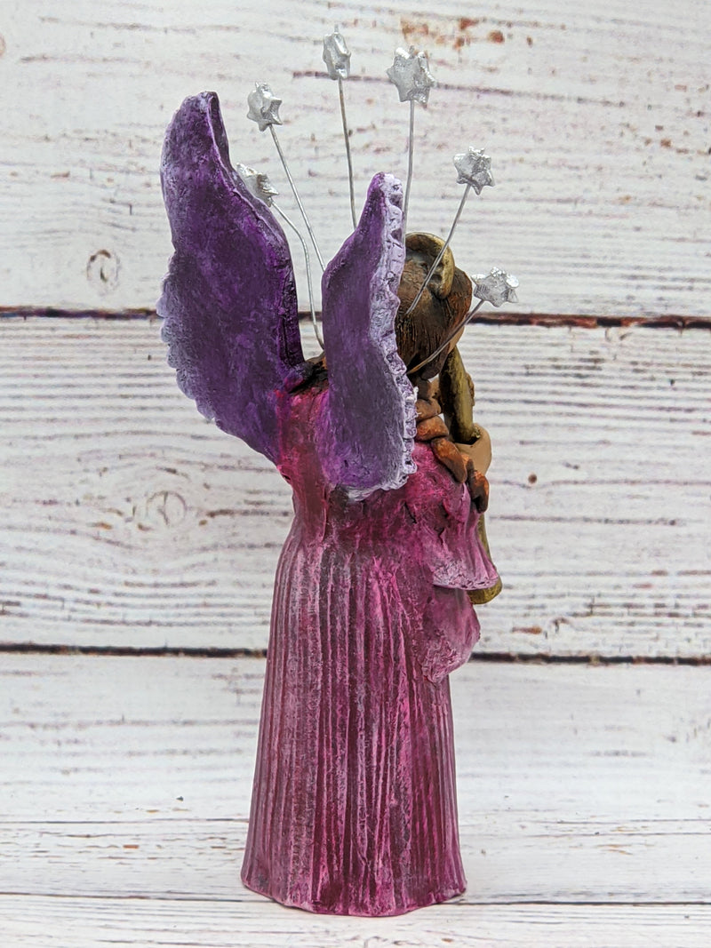 Christmas Decorations, Angel with Oboe, Christmas Angel Home Decor, Handmade Angel Art from Oaxaca Mexico, Original Sculpture