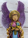 Christmas Decorations, Angels with Flowers, Christmas Angel Home Decor, Handmade Angel Art from Oaxaca Mexico, Original Sculpture