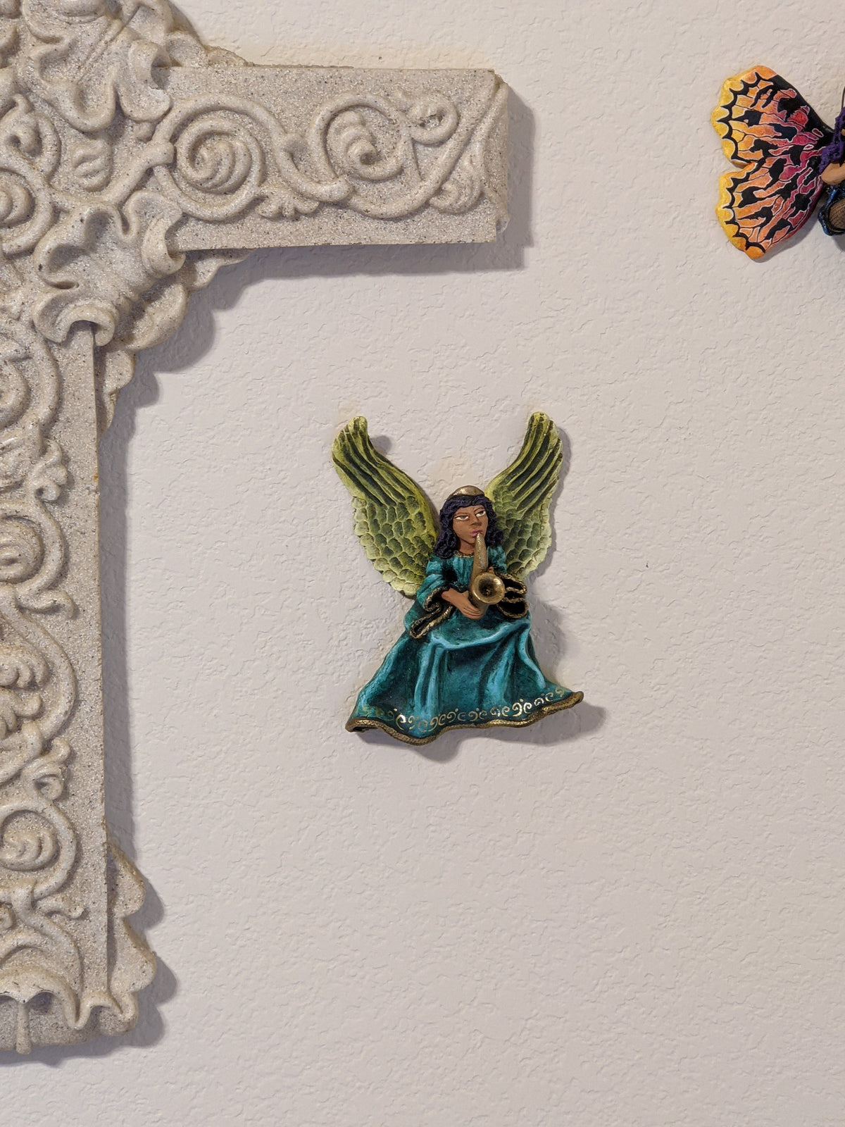Christmas Tree Ornament, Angel with Saxophone Christmas Decorations, Angel Ornament Home Decor, Original Handmade Angel Art de Oaxaca Mexico