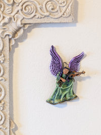 Christmas Tree Ornament, Angel with Violin Christmas Decorations, Angel Ornament Home Decor, Original Handmade Angel Art from Oaxaca Mexico