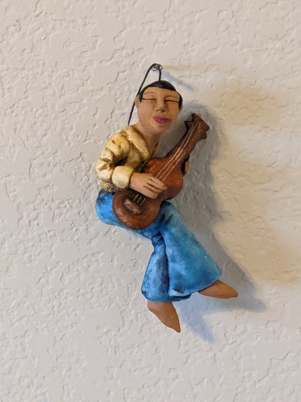 Christmas Tree Ornament, Guitarist Christmas Decorations, Home Decor, Original Handmade Clay Art from Oaxaca Mexico