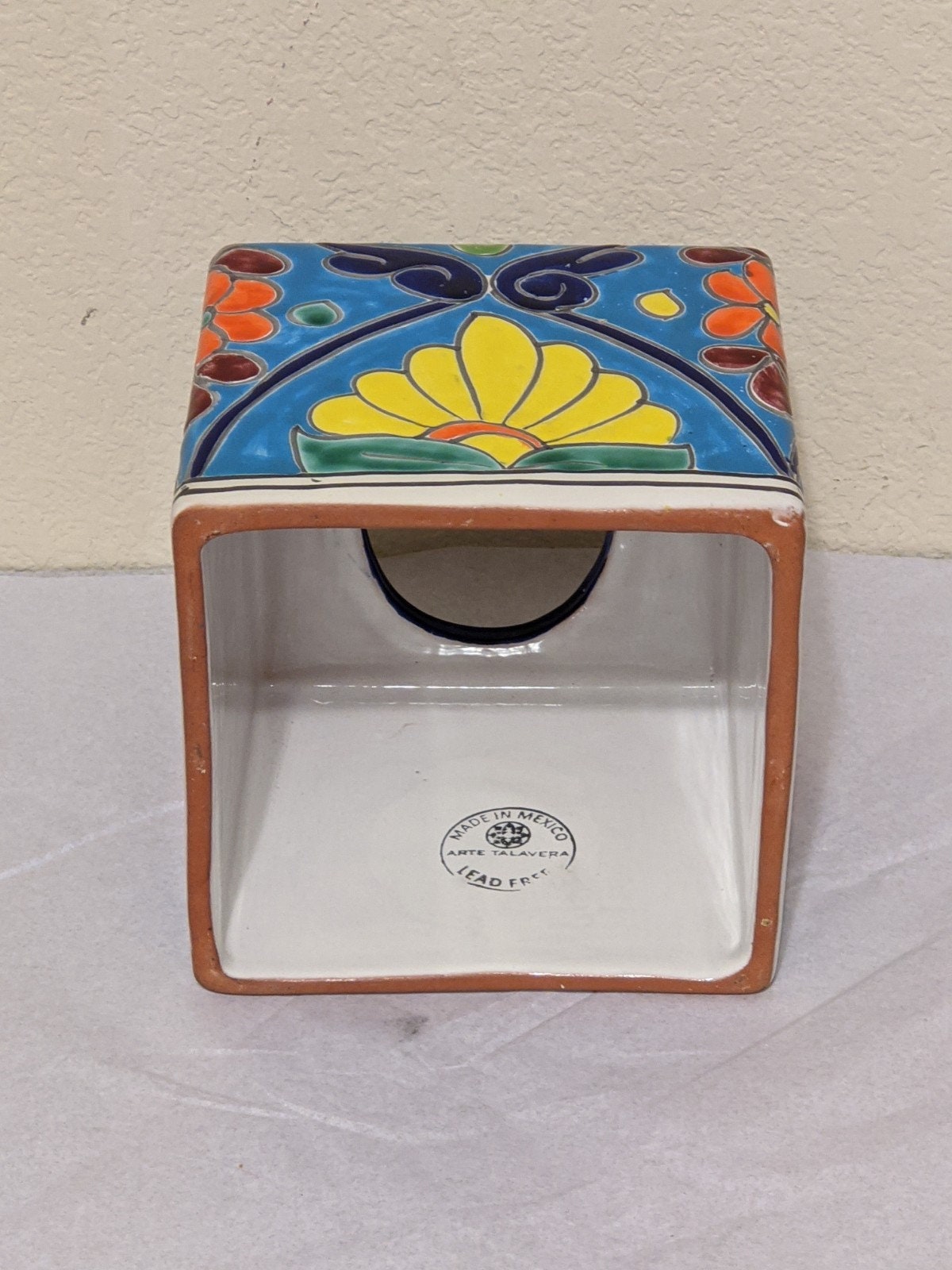 Tissue Box Cover Square, Tissue Box Holder, Kleenex Holder, Ceramic Tissue Box Cover, Talavera Pottery, Mexico