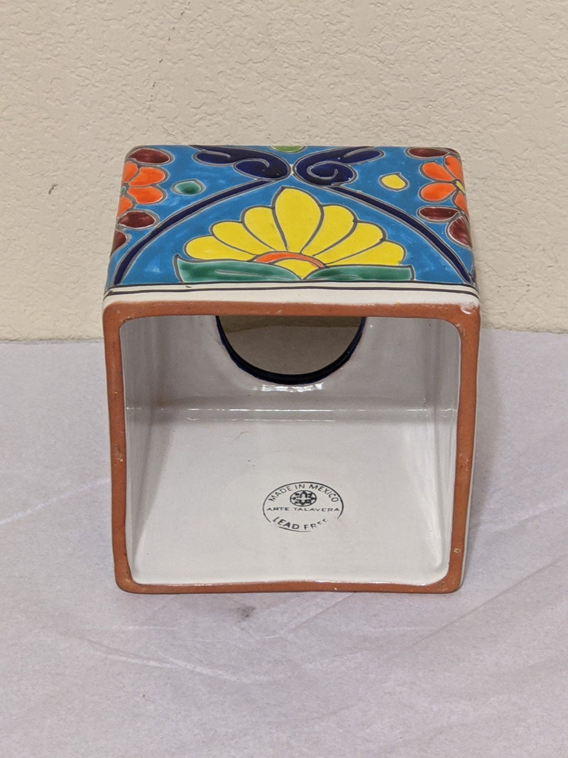UNICEF Market  Floral Talavera-Style Ceramic Tissue Box Cover from Mexico  - Hacienda Convenience