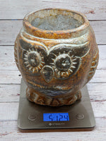 Ceramic Aztec Owl Flower Pot, Owl Gifts, Mexican Pottery, Indoor Outdoor Owl Decorations, Medium Pot, Brown Gray