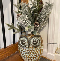 Mexican Owl Planter Pot for Indoor Home Decor or Outdoor Garden Decorations, Medium Owl, Reddish Brown