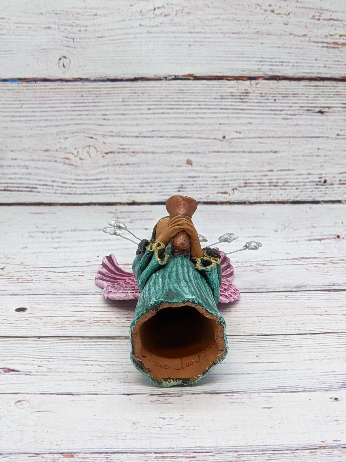 Christmas Decorations, Angel with Saxophone, Christmas Angel Home Decor, Handmade Angel Art from Oaxaca Mexico, Original Sculpture