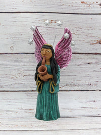 Christmas Decorations, Angel with Saxophone, Christmas Angel Home Decor, Handmade Angel Art from Oaxaca Mexico, Original Sculpture